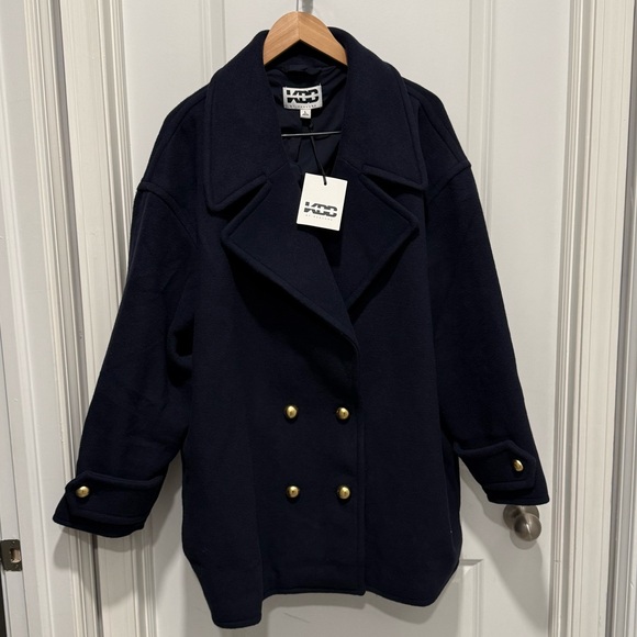 KBB by Kahlana Navy Double-Breasted Peacoat Large NWT - Picture 4 of 9
